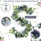 2 Pack Eucalyptus Garland with Flowers 5.9FT – Navy Blue Rose Floral Garland with Butterflies, Faux Greenery Vine for Wedding Arch, Table, Backdrop, Centerpiece & Home Decor